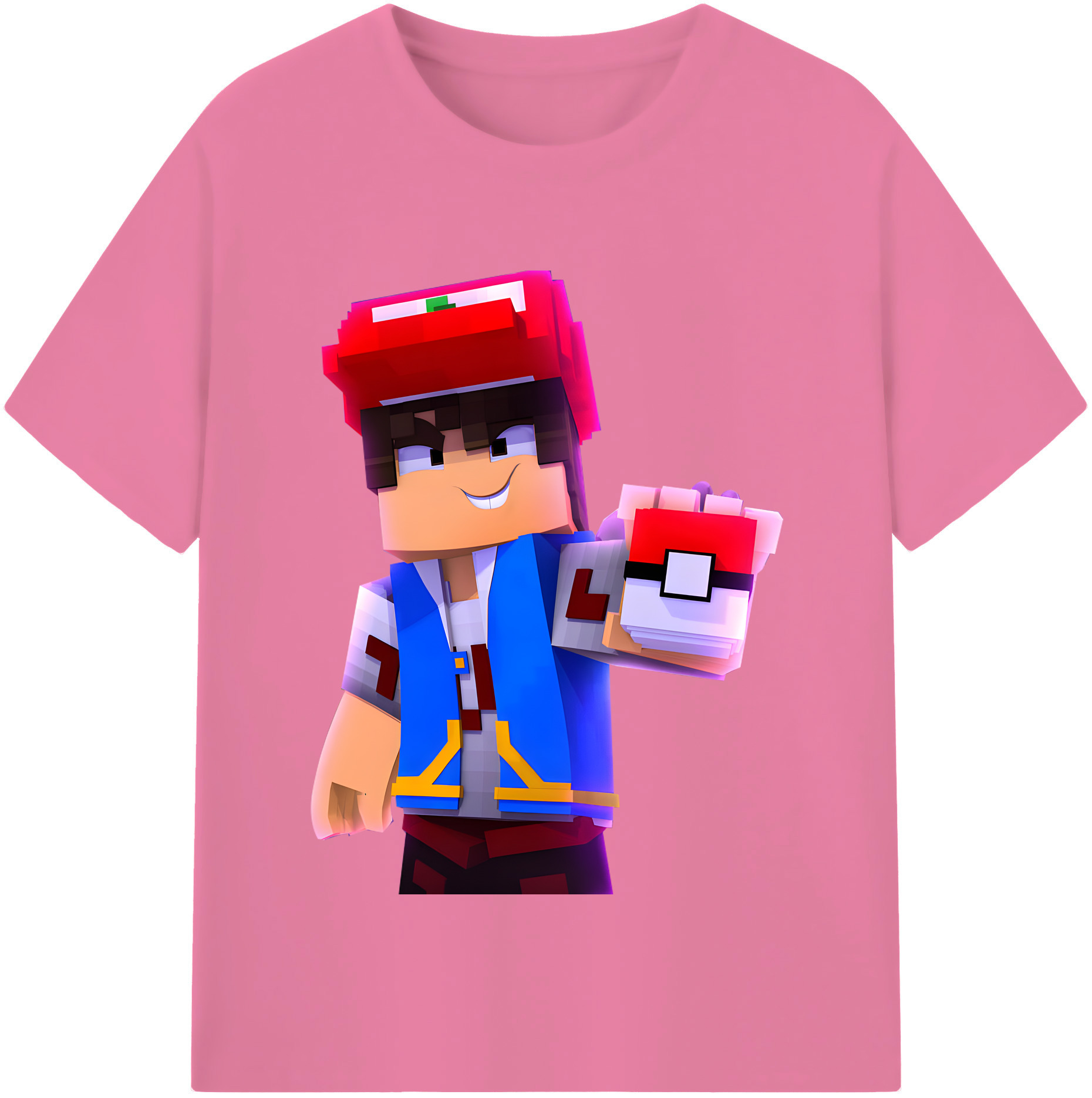 （画像用） マインクラフト ブロックの世界 Minecraft MC Block world 綿100％半袖Tシャツ（フロントプリント）